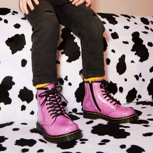 Dr. Martens Toddler Glitter Lace Up Boots Comic Pink Purple Emo Punk 90s Y2K - Picture 6 of 8
